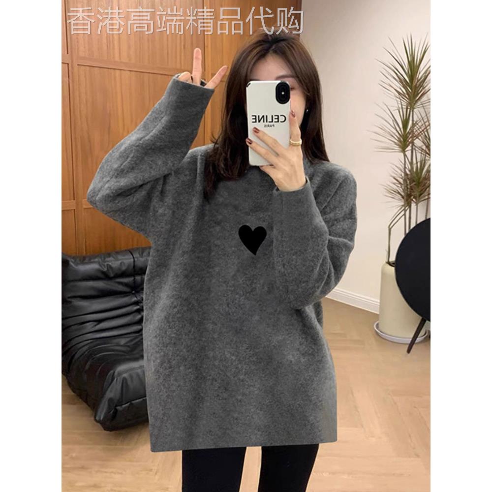 磨毛打底衫女2025秋季新款内搭长袖T恤宽松中长款配鲨鱼裤的上衣