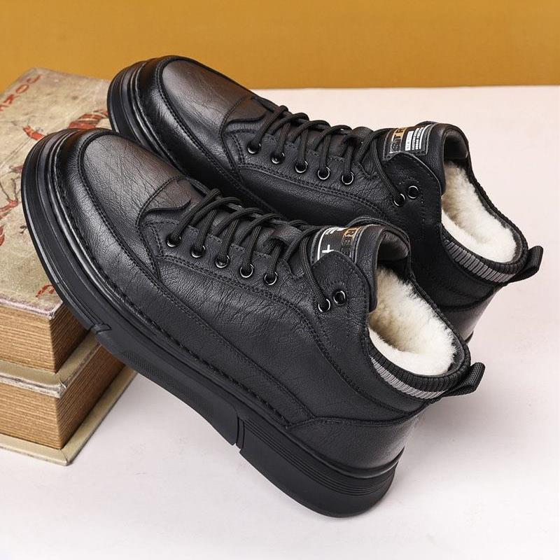 男鞋冬季新款羊毛棉鞋北方加绒加厚保暖雪地靴子皮毛一体高帮皮鞋