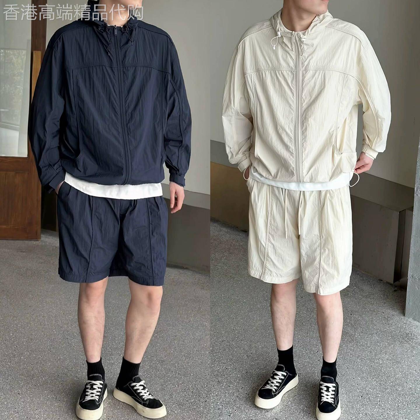韩国Uamtor套装男夏季薄款户外运动防晒休闲潮牌宽松透气外套短裤