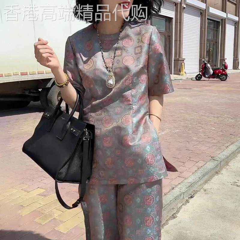 新中式别致开叉五分袖女2026年夏季新款质感轻熟复古宽松大码套装