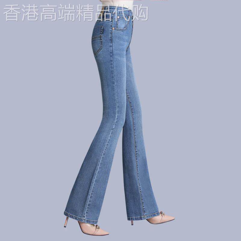 高腰牛仔裤女2025春夏新款修身显瘦弹力长裤中年妈妈微喇叭裤百搭