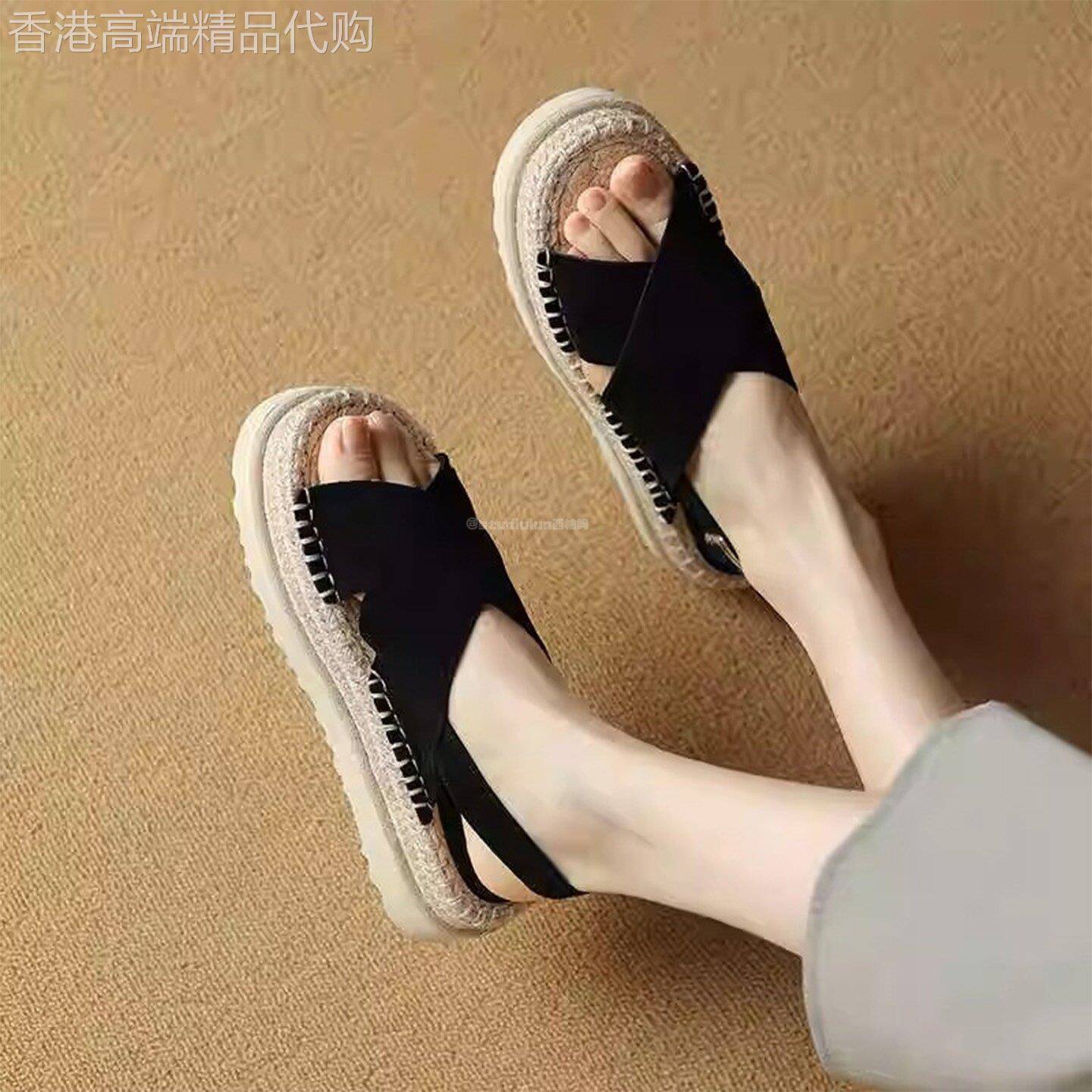 香港复古真皮罗马凉鞋女2026夏季新款时尚百搭厚底舒适休闲渔夫鞋