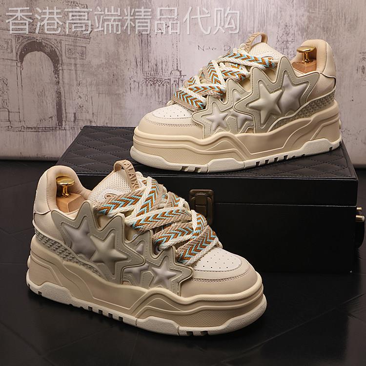 欧洲站潮男鞋韩版小白鞋百搭系带青春潮流运动休闲鞋时尚星星板鞋