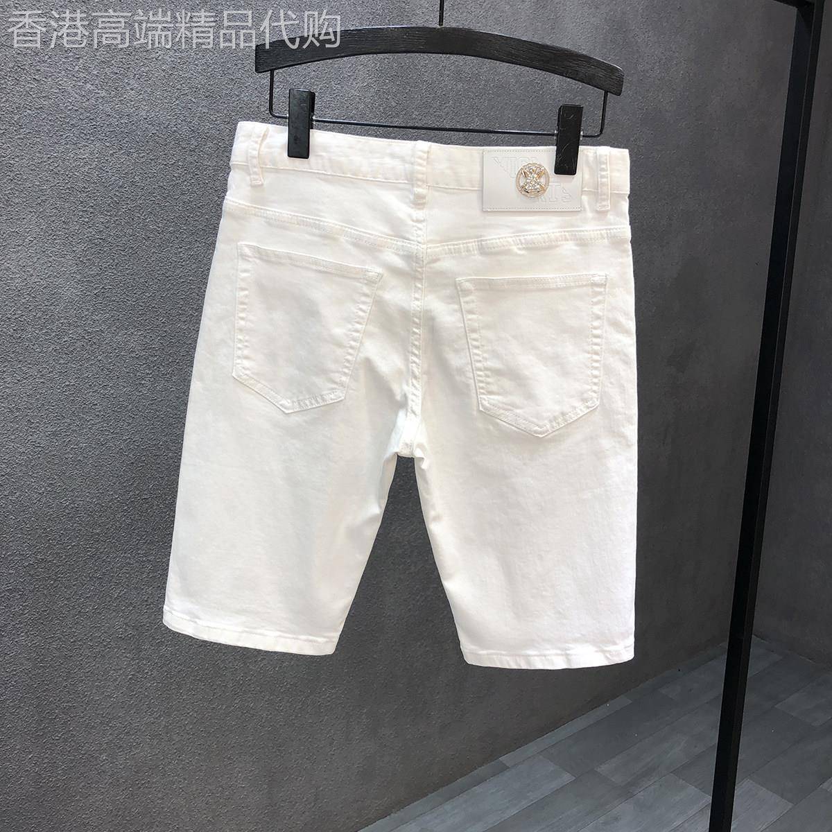 2026新款牛仔短裤男夏季薄款时尚百搭白色夏天青年男士五分牛仔裤