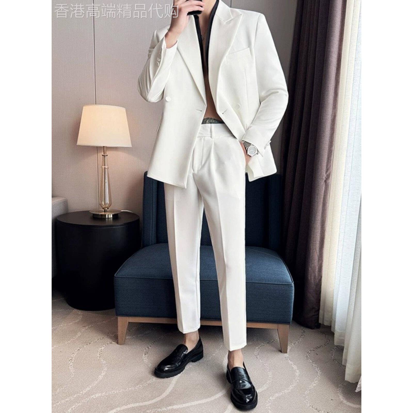 UASK白色西装套装男结婚新郎礼服高端正装商务休闲男士西服三件套