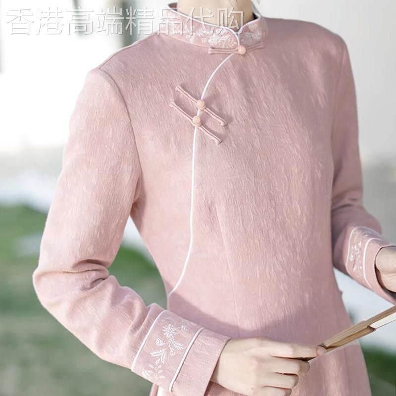 文艺复古民国奥黛改良旗袍盘扣中式连衣裙中国风女装禅意茶服女秋
