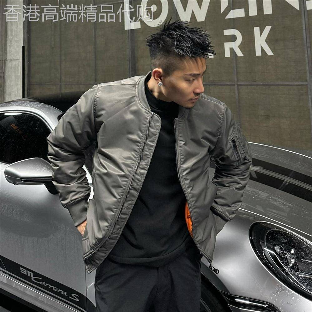 潮牌高级感痞帅灰色立领飞行夹克男士春秋穿搭棒球服短款上衣外套