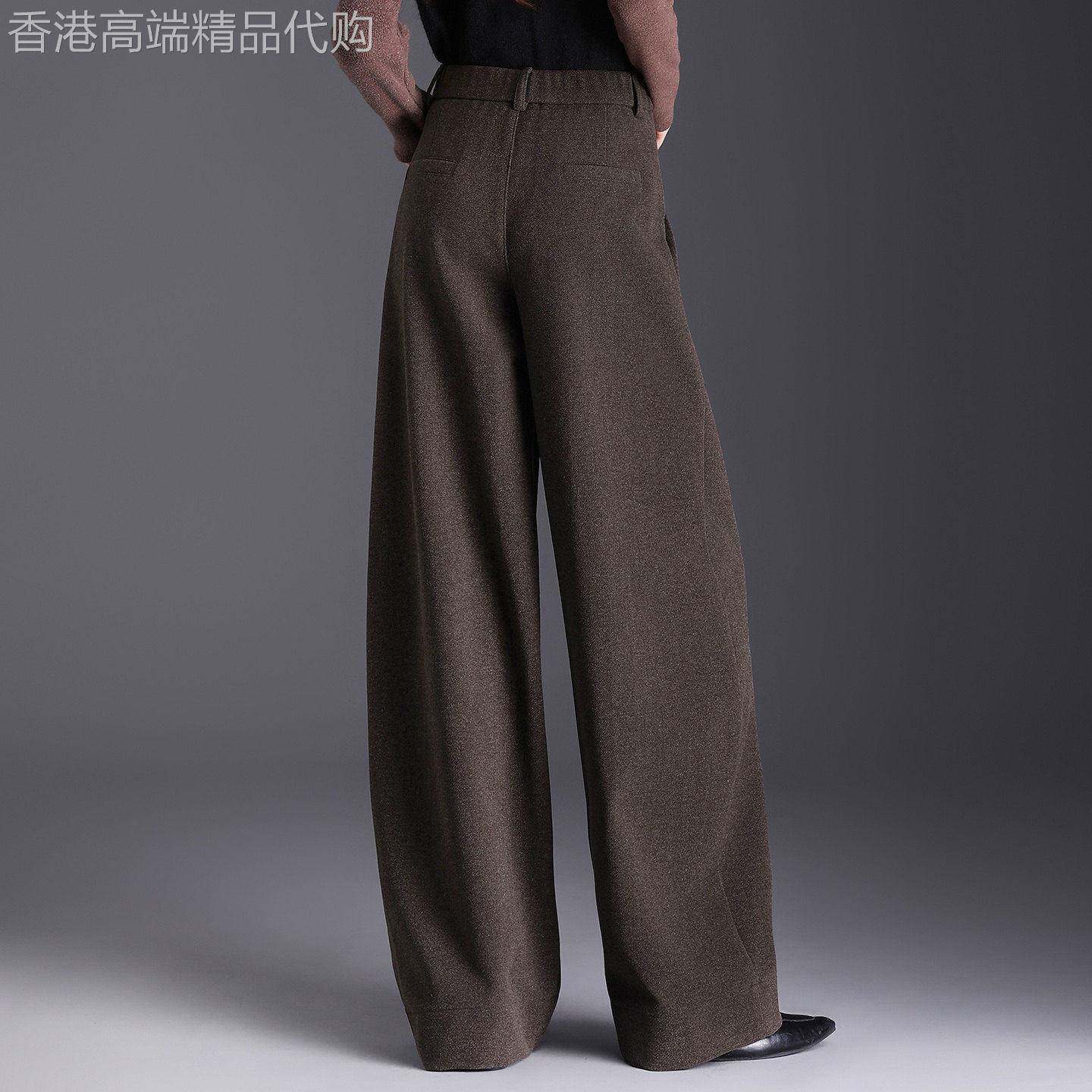 毛呢阔腿裤高腰显瘦长裤子2026秋季新款今年流行爆款弯刀女裤子