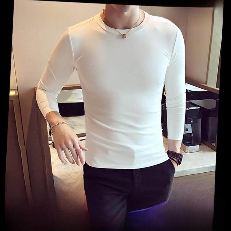 【当天发货】 品牌潮牌t恤男长袖潮流帅气纯棉修身打底衫春秋上衣