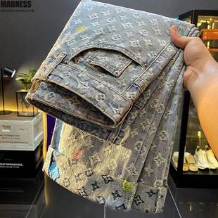 Madness Mdns Clot美式高端提花牛仔裤男女宽松直筒阔腿休闲裤子