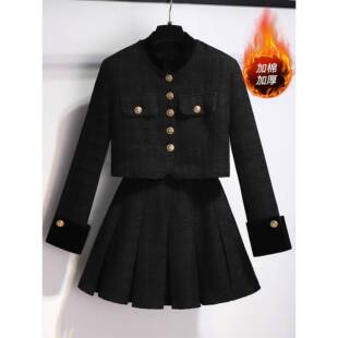 高档轻奢减龄套装女士秋冬季新款时尚穿搭一整套小个子加棉三件套