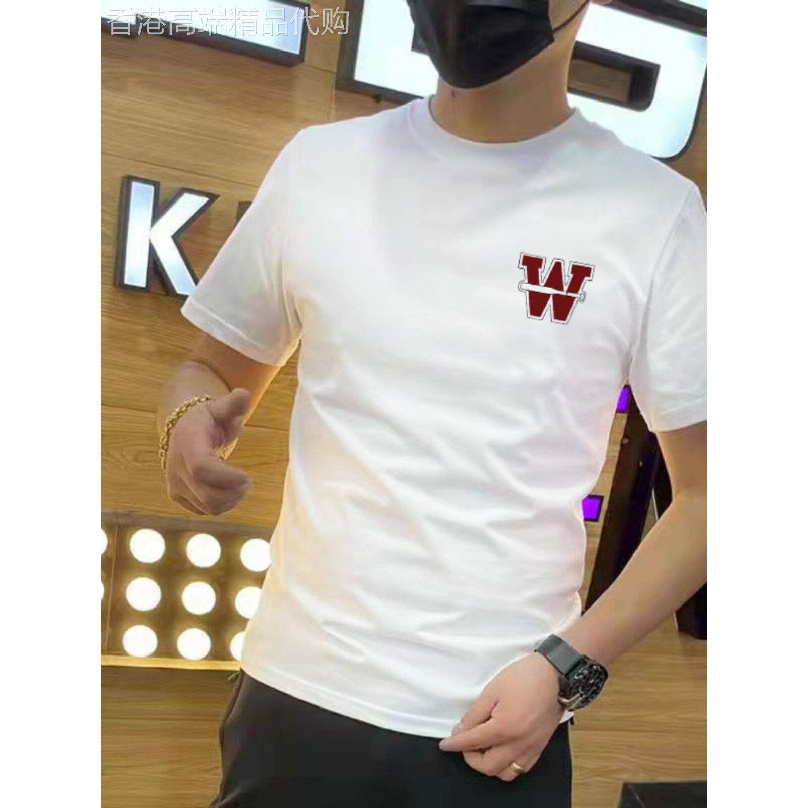香港潮牌字母短袖男夏季薄款美式复古印花新款ins体恤休闲上衣服