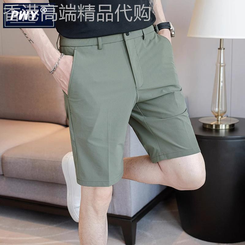 潮牌休闲西装短裤男士夏季薄款2026新款高端商务冰丝速干五分裤子