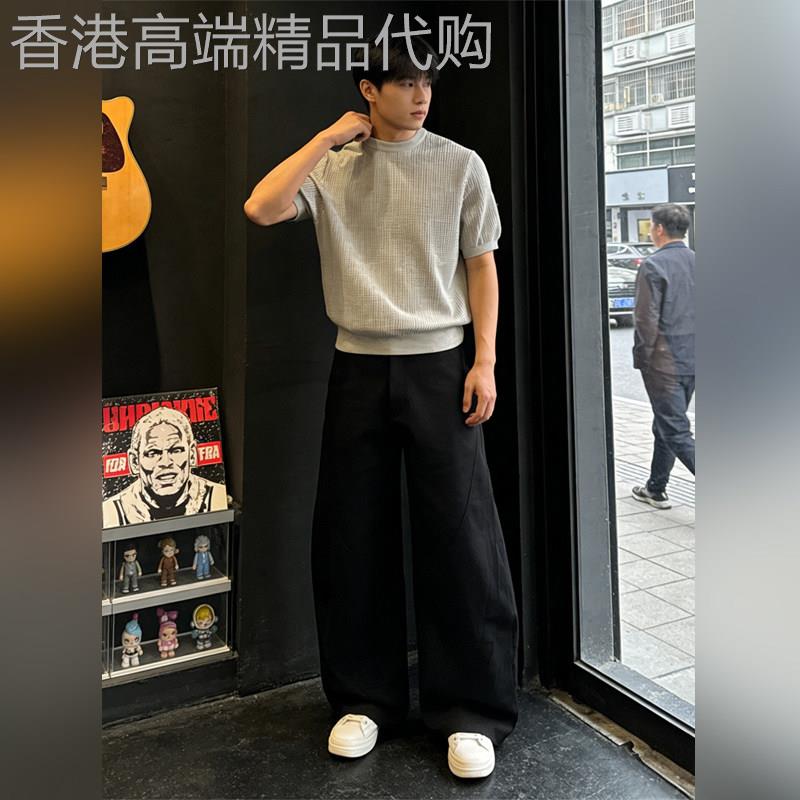 高端老钱风短袖t恤休闲裤套装男生2026夏季新款韩系痞帅一整套图片