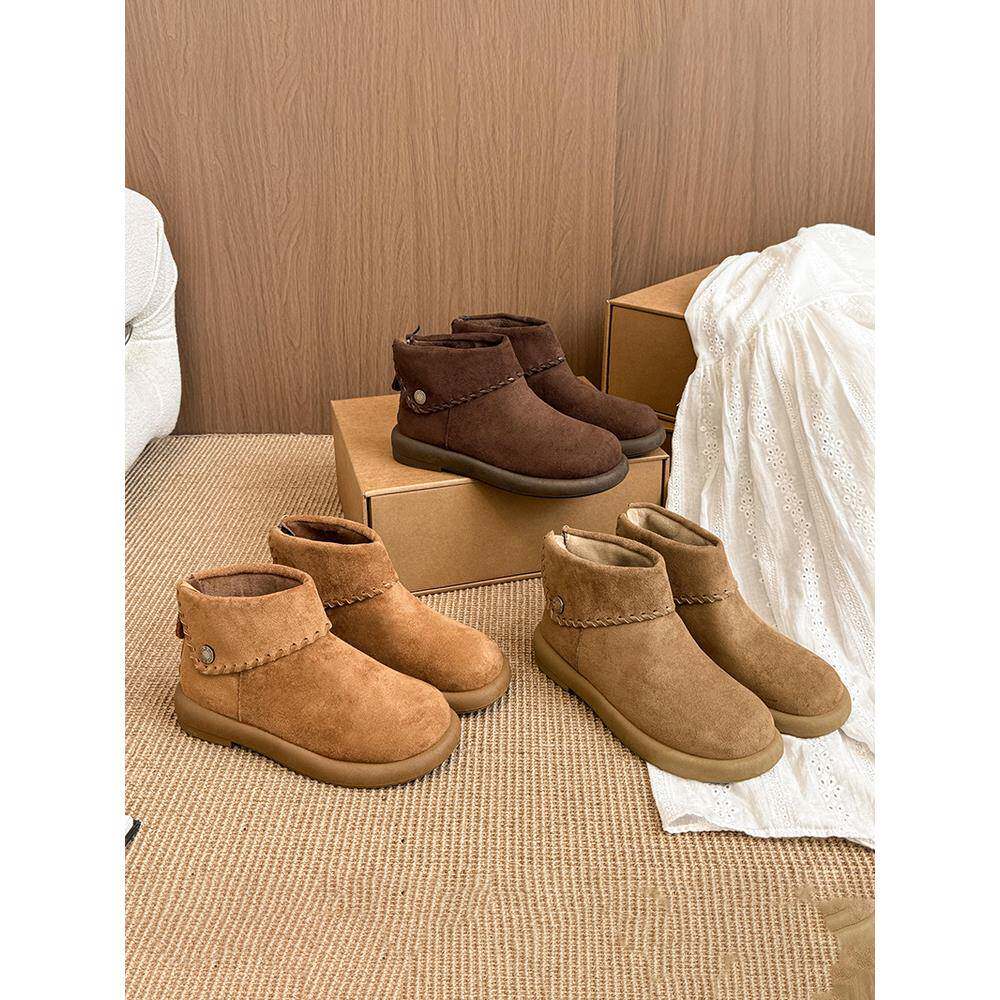 厚底勃肯短靴女2025秋冬新款休闲覆古高帮单鞋平底丑萌短筒马丁靴