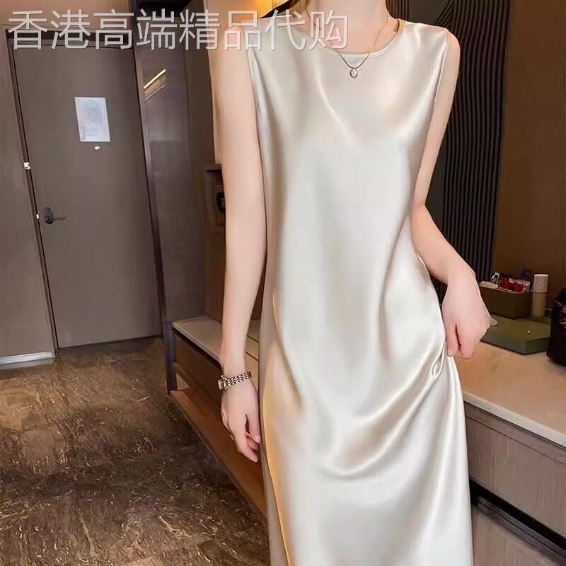 潮牌高级感高端吊带连衣裙女夏季醋酸缎面内搭丝绸无袖气质中长裙