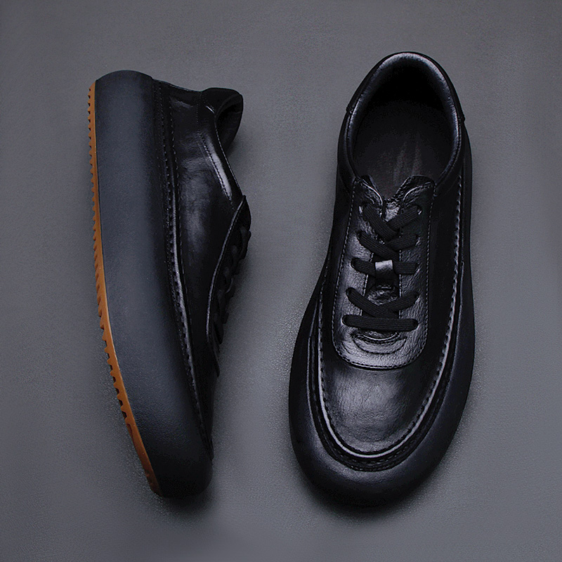 休闲皮鞋男厚底真皮低帮鞋
