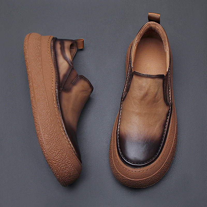 欧洲站冬季乐福鞋男潮鞋2025新款手工做旧复古男士休闲鞋软底皮鞋,流行男鞋,乐福鞋（豆豆鞋）,淘宝优惠券,粉丝福利购,淘宝优惠卷