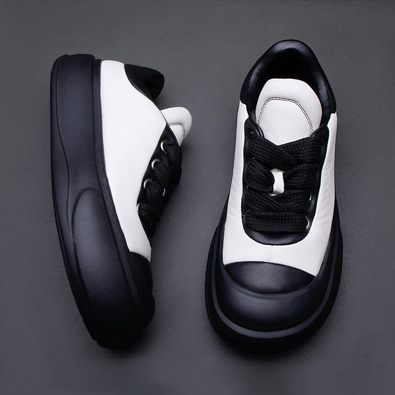 低帮真皮高物高端系带休闲鞋圆头