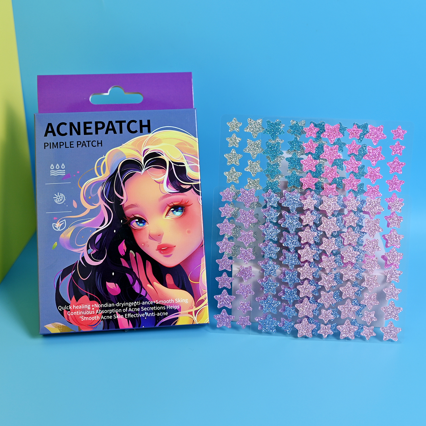 日本闪片星星痘痘贴水胶体祛痘修复淡化痘印舒缓轻薄透气吸脓痘贴