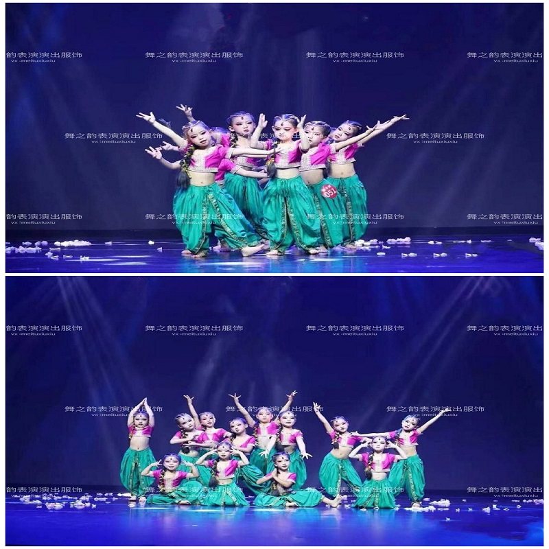 儿童印度舞花儿花儿演出服异域风情天竺少女民族敦煌风格肚皮舞服