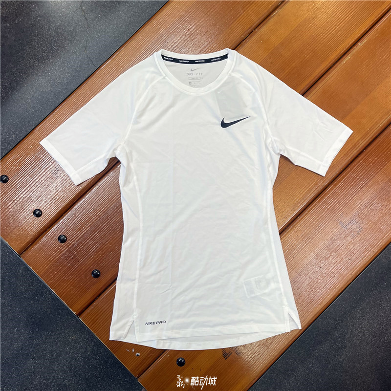 正品Nike耐克PRO男子白色夏季速干篮球训练健身短袖紧身衣BV5632 运动服/休闲服装 运动T恤 原图主图