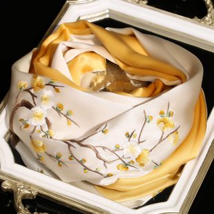 丝语亦乐真丝丝巾女百搭苏绣桑蚕丝送妈妈生日礼物中国风围巾