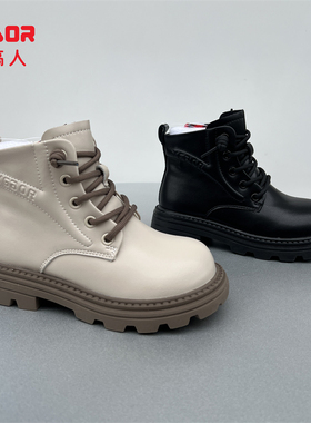 永高人2023冬季二棉加绒[26-37]女童英伦马丁靴黑色短靴子D33S14