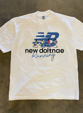 100%纯棉 潮流青年个性设计印花T恤短袖男女同款圆领宽松休闲半袖