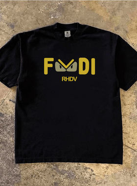 JSC{纯棉时代} 260g重磅不透潮流个性印花t恤夏季圆领短袖男宽松