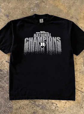 JSC{纯棉时代} 260g重磅不透潮流时尚印花t恤夏季圆领短袖男宽松