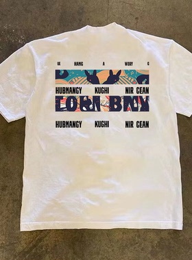 JSC POP 260g潮流抽象兔子印花t恤短袖男款夏季纯棉圆领半袖上衣