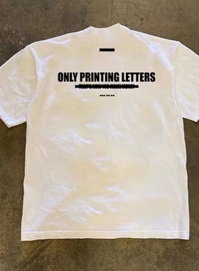 260g重磅不透小众时尚印花T恤夏季纯棉圆领短袖男女同款青春流行