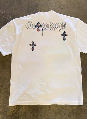 JSC{纯棉时代} 260g重磅不透潮流腰果印花t恤夏季圆领短袖男宽松