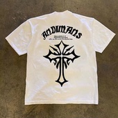 男款 260g重磅不透小众潮流休闲印花T恤夏季 纯棉圆领短袖 宽松上衣