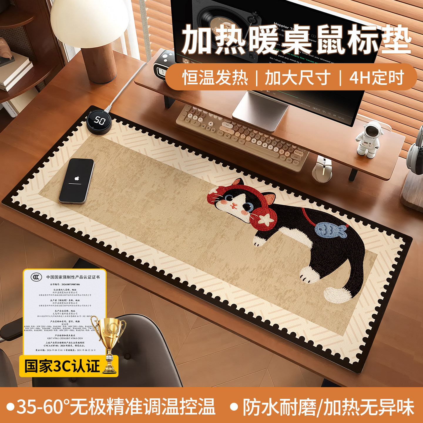 办公室加热鼠标垫智能暖桌垫