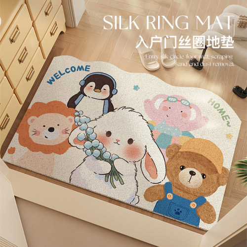 新款卡通入户门地垫家用高弹丝圈玄关门口进门垫子耐脏可裁剪脚垫