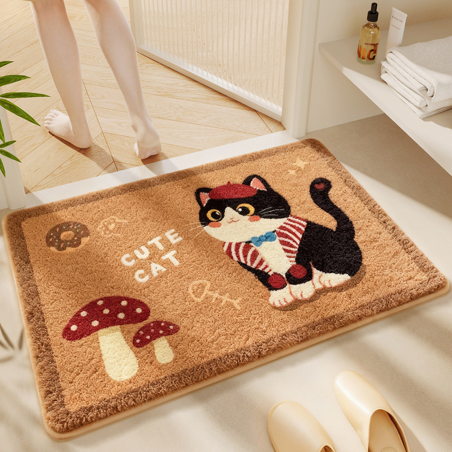 卡通可爱浴室吸水地毯卫生间门垫仿羊绒防滑厕所垫子家用卫浴脚垫,居家布艺,家用脚垫,淘宝优惠券,粉丝福利购,淘宝优惠卷