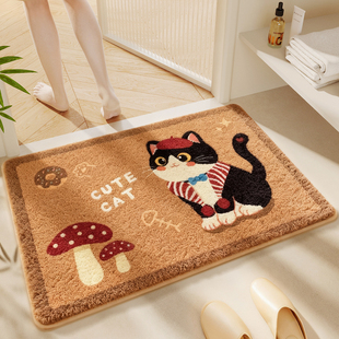 卡通可爱浴室吸水地毯卫生间门垫仿羊绒防滑厕所垫子家用卫浴脚垫