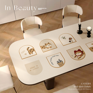 新餐桌垫奶油风皮革桌布隔热防烫免洗防水防油桌布茶几桌面保护垫