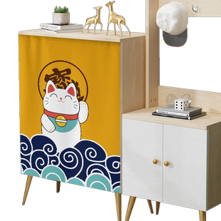 鞋柜遮挡帘橱柜门帘衣柜厨房防尘遮挡布魔术贴柜子杂物遮丑布帘子