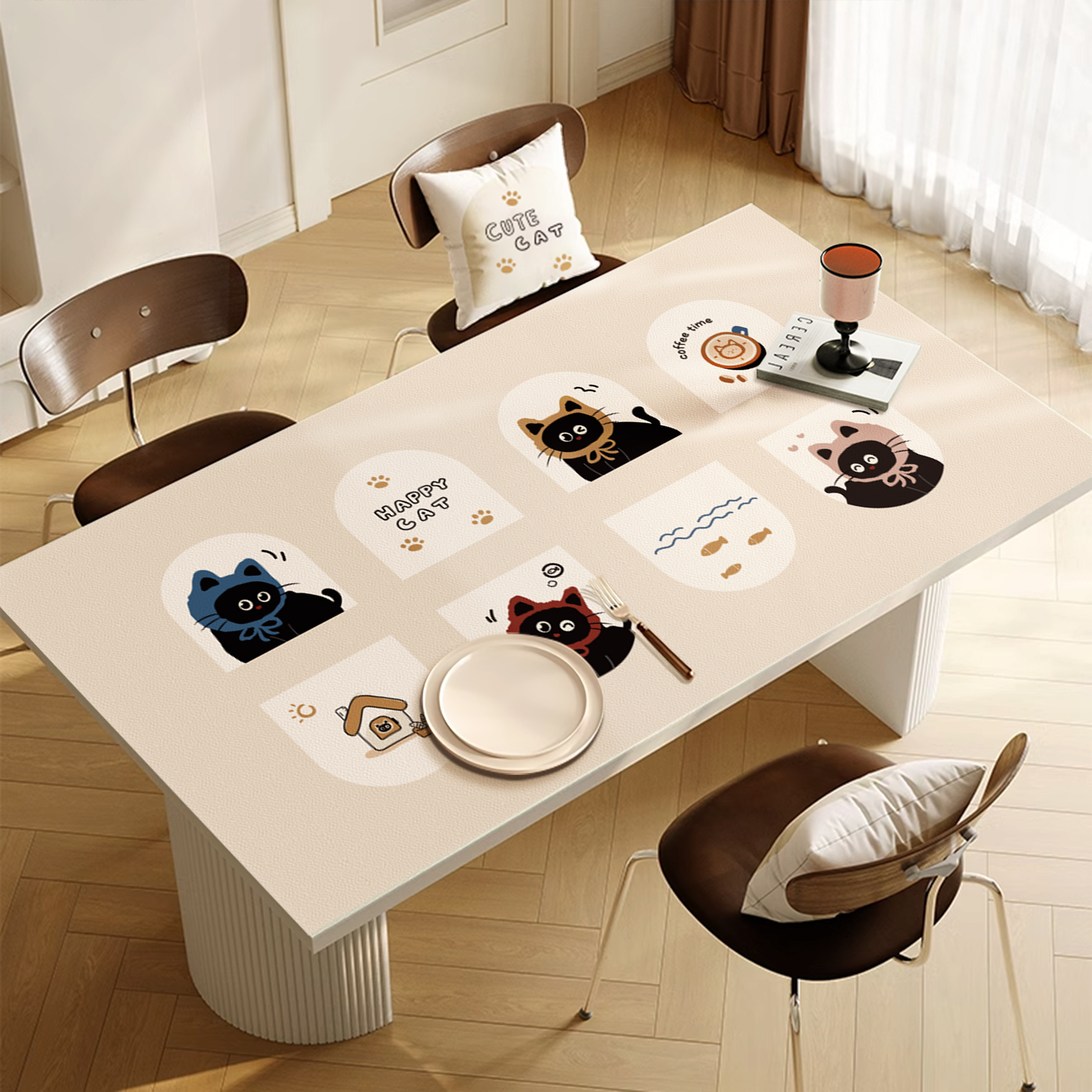 奶油风隔热防烫防水防油餐桌垫