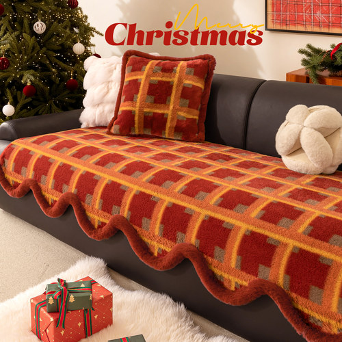 圣诞风异形加厚毛绒防滑沙发垫子