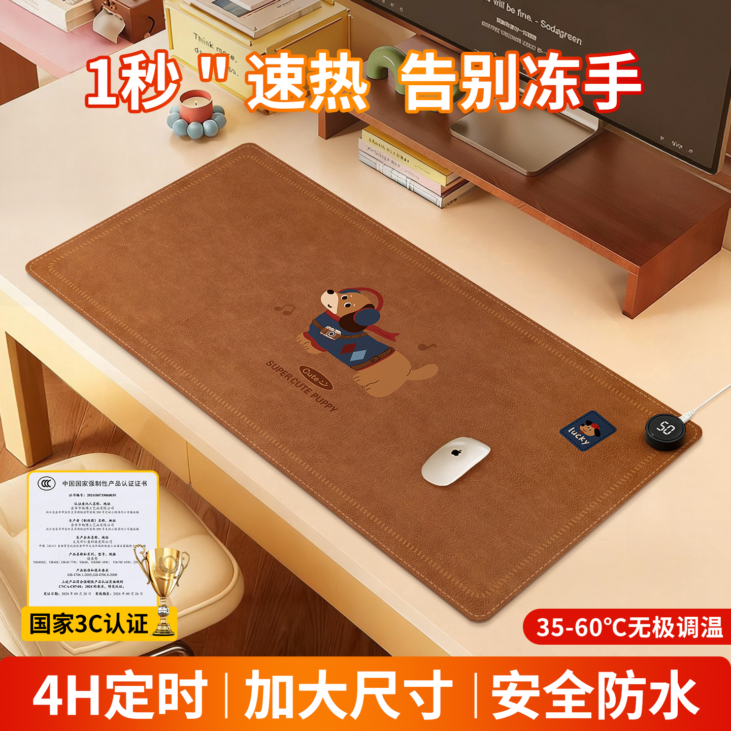 办公室加热鼠标垫智能暖桌垫