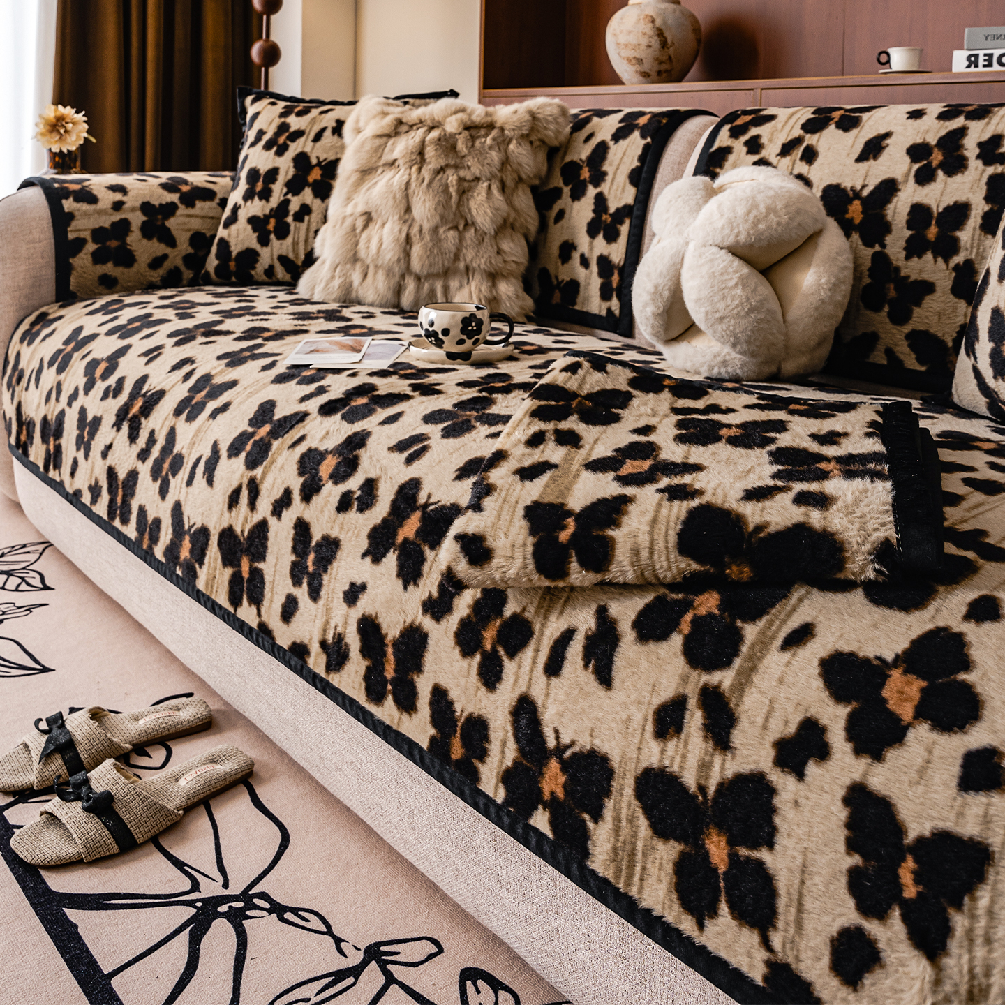 【轻奢高级感】加厚兔毛绒沙发垫