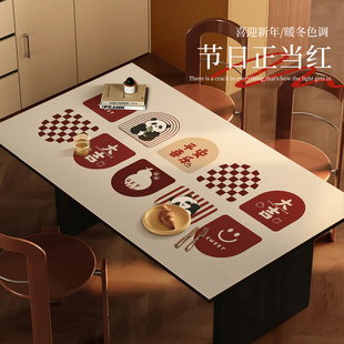 简约现代皮革餐桌垫防水防油防烫免洗红色桌布茶几垫桌面保护垫