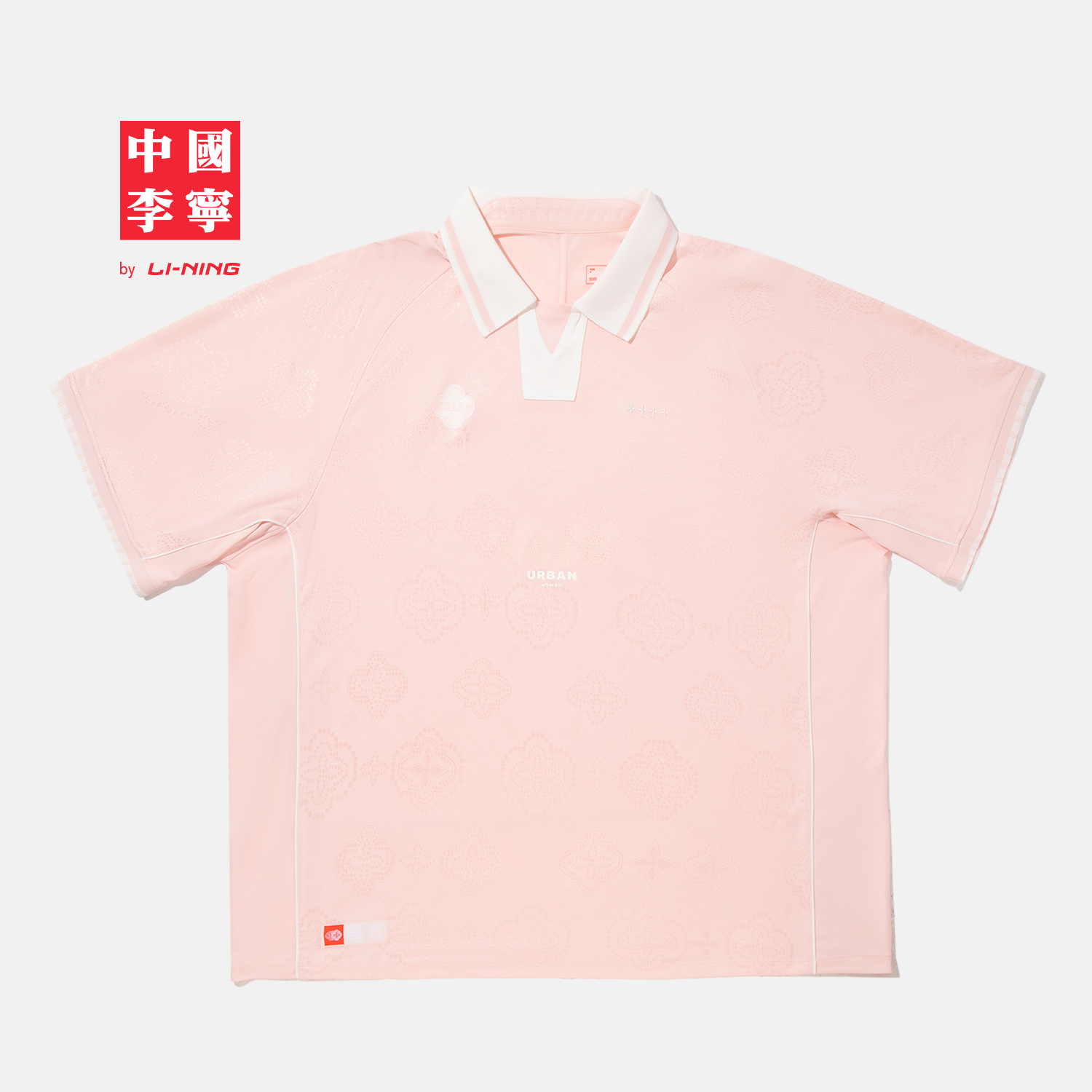 李宁宽松翻领女印花短袖POLO衫