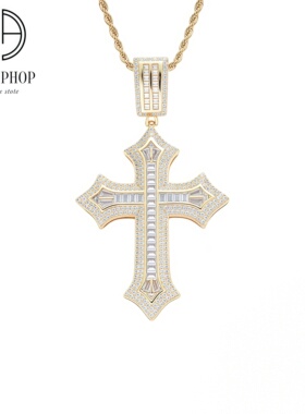 GB嘻哈欧美方形钻男女同款吊坠链