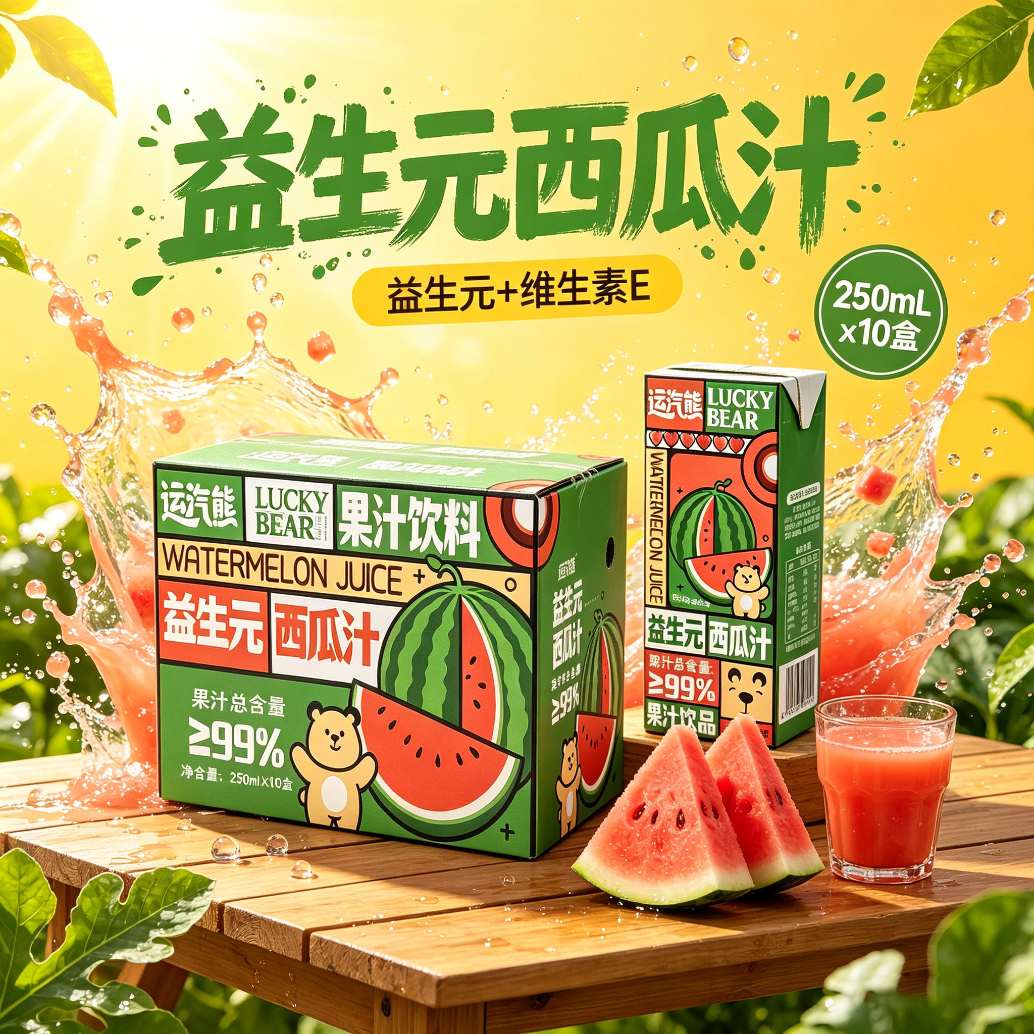 益生元西瓜汁饮料250ml夏季果味/风味/果汁饮料