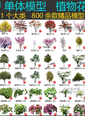 草图大师模型素材库景观植物乔木灌木地被花草树木组件su模型素材